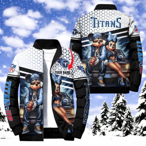 NFL Tennessee Titans Puffer Jacket Mickey Minnie Jacket, Tennessee Titans Merch