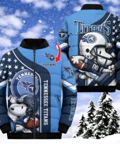 NFL Tennessee Titans Puffer Jacket Snoopy Customized Jacket, Tennessee Titans Apparel