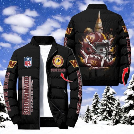 NFL Washington Commanders Puffer Jacket, Washington Commanders Unique Gifts