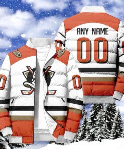 NHL Anaheim Ducks Hockey Team Personalized Away New Puffer Jacket, Anaheim Ducks Fan Shirt for Sale