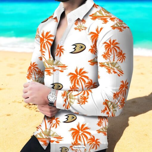 NHL Anaheim Ducks Special Hawaiian Design Long Sleeve Hawaiian Shirt
