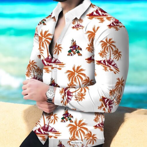 NHL Arizona Coyotes Special Hawaiian Design Long Sleeve Hawaiian Shirt
