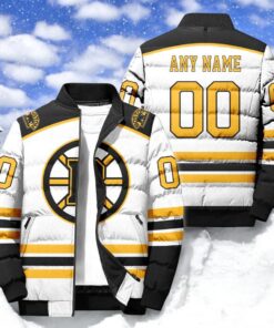 NHL Boston Bruins Hockey Team Personalized Away New Puffer Jacket, Bruins Fan Shirt