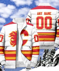 NHL Calgary Flames Hockey Team Personalized Away New Puffer Jacket, Calgary Flames Gifts