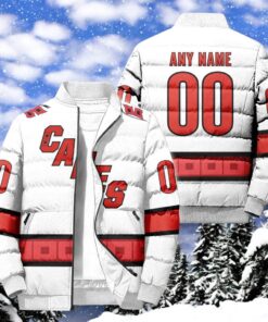 NHL Carolina Hurricanes Hockey Team Personalized Away New Puffer Jacket, Hurricanes Apparel NHL Carolina Hurricanes Hockey Team Personalized Away New Puffer Jacket, Hurricanes Apparel