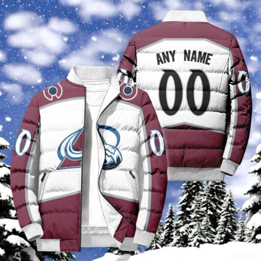 NHL Colorado Avalanche Hockey Team Personalized Away New Puffer Jacket, Colorado Avalanche Team Gifts
