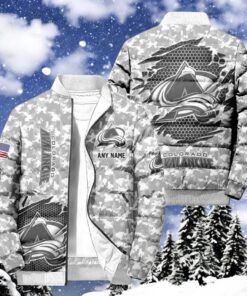 NHL Colorado Avalanche Special Camo Honor Veterans Puffer Jacket, Hockey Team Design Jacket, Colorado Avalanche Shirt