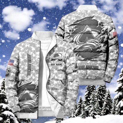 NHL Colorado Avalanche Special Camo Honor Veterans Puffer Jacket, Hockey Team Design Jacket, Colorado Avalanche Shirt