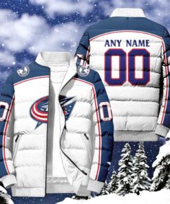 NHL Columbus Blue Jackets Hockey Team Personalized Away New Puffer Jacket, Blue Jackets Team Gifts