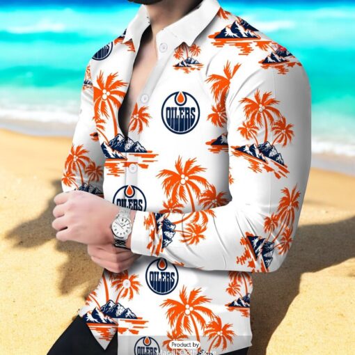 NHL Edmonton Oilers Special Hawaiian Design Long Sleeve Hawaiian Shirt