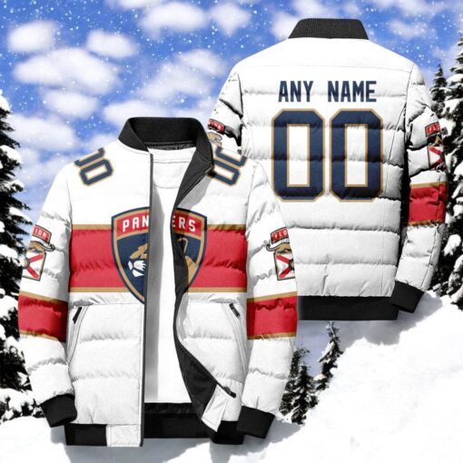 NHL Florida Panthers Hockey Team Personalized Away New Puffer Jacket, Panthers Clothing