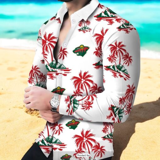 NHL Minnesota Wild Special Hawaiian Design Long Sleeve Hawaiian Shirt