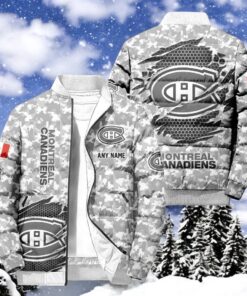 NHL Montreal Canadiens Special Camo Honor Veterans Puffer Jacket, Hockey Team Design Jacket, Montreal Canadiens Team Gifts NHL Montreal Canadiens Special Camo Honor Veterans Puffer Jacket, Hockey Team Design Jacket, Montreal Canadiens Team Gifts
