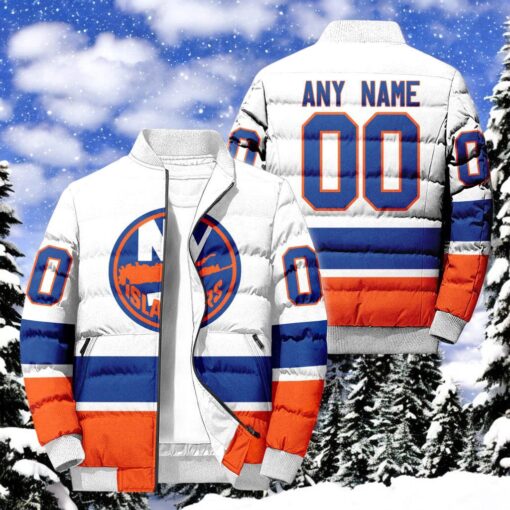 NHL New York Islanders Hockey Team Personalized Away New Puffer Jacket, Islanders Fan Shirt