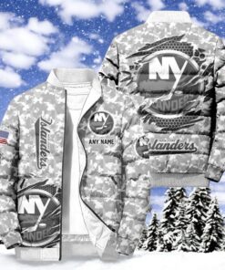 NHL New York Islanders Special Camo Honor Veterans Puffer Jacket, Hockey Team Design Jacket, Islanders Gifts NHL New York Islanders Special Camo Honor Veterans Puffer Jacket, Hockey Team Design Jacket, Islanders Gifts