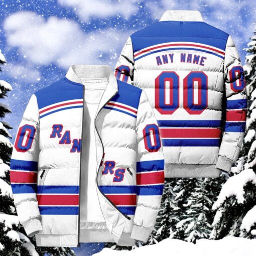 NHL New York Rangers Hockey Team Personalized Away New Puffer Jacket, New York Rangers Gifts for Fans