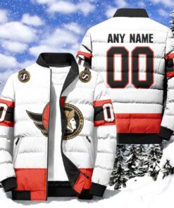 NHL Ottawa Senators Hockey Team Personalized Away New Puffer Jacket, Senators Fan Shirt NHL Ottawa Senators Hockey Team Personalized Away New Puffer Jacket, Senators Fan Shirt