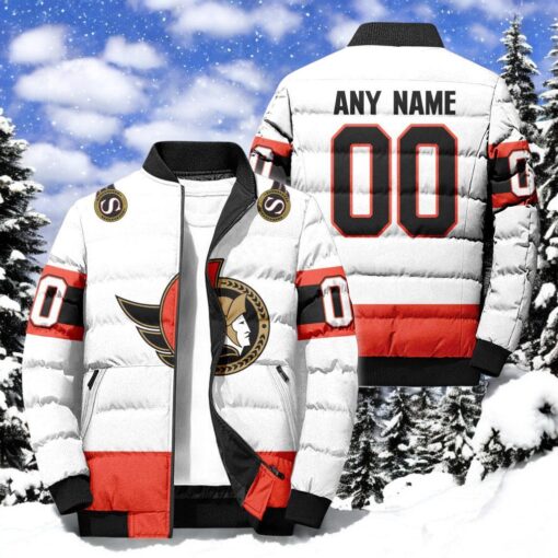 NHL Ottawa Senators Hockey Team Personalized Away New Puffer Jacket, Senators Fan Shirt