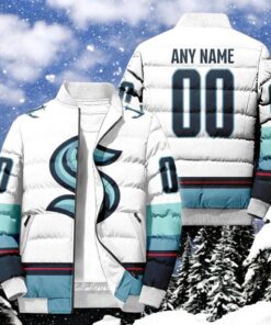 NHL Seattle Kraken Hockey Team Personalized Away New Puffer Jacket, Kraken Gifts for Fans NHL Seattle Kraken Hockey Team Personalized Away New Puffer Jacket, Kraken Gifts for Fans