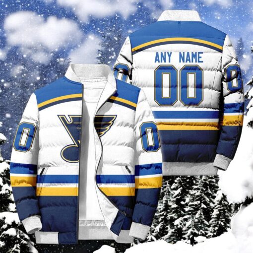 NHL St. Louis Blues Hockey Team Personalized Away New Puffer Jacket, Blues Unique Gifts