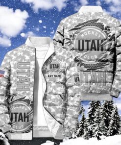 NHL Utah Hockey Club Special Camo Honor Veterans Puffer Jacket, Hockey Team Design Jacket