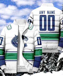 NHL Vancouver Canucks Hockey Team Personalized Away New Puffer Jacket, Vancouver Canucks Fan Shirt