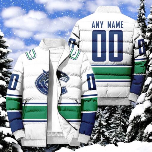 NHL Vancouver Canucks Hockey Team Personalized Away New Puffer Jacket, Vancouver Canucks Fan Shirt