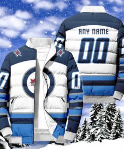 NHL Winnipeg Jets Hockey Team Personalized Away New Puffer Jacket, Winnipeg Jets Unique Gifts