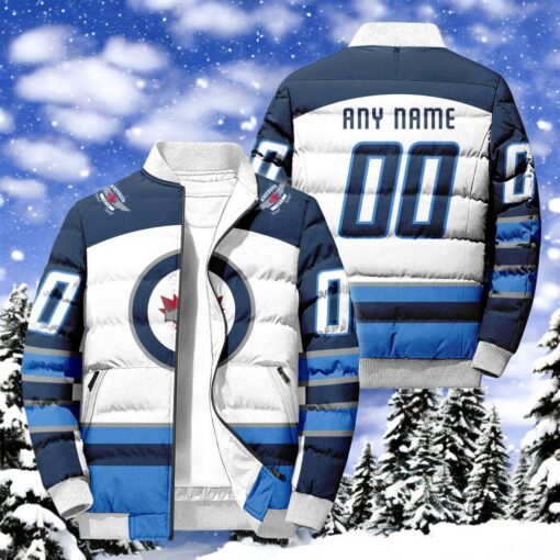 NHL Winnipeg Jets Hockey Team Personalized Away New Puffer Jacket, Winnipeg Jets Unique Gifts
