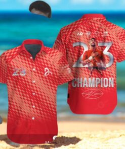 Novak Djokovic 23 Champions Signatures Red Hawaiian Shirt