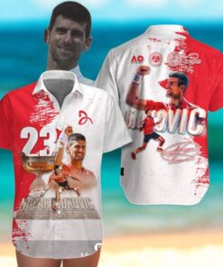 Novak Djokovic 23rd Grand Slam 23 Champions Signatures Paint Style Hawaiian Shirt