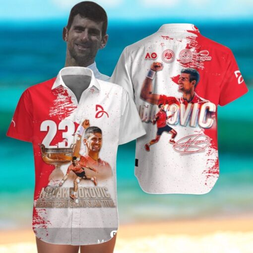 Novak Djokovic 23rd Grand Slam 23 Champions Signatures Paint Style Hawaiian Shirt