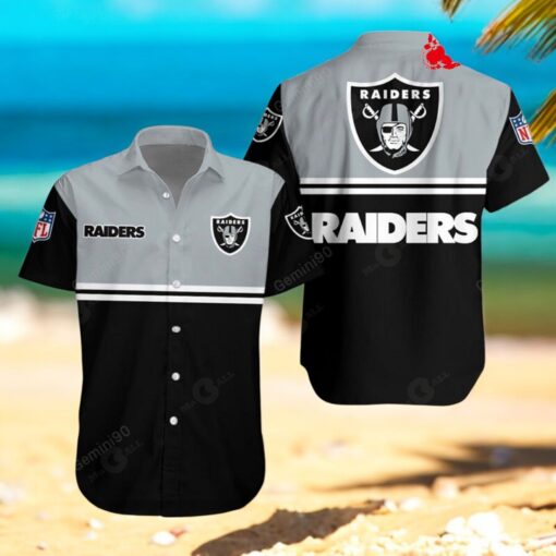 Oakland Raiders NFL 2Line Logo Patterns Hawaiian Shirt