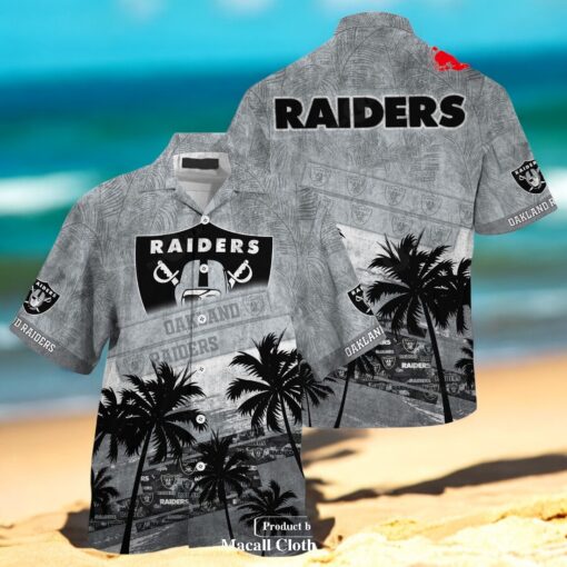 Oakland Raiders NFL Palm Tree Pattern For Sports Fans Unisex Hawaiian Shirt