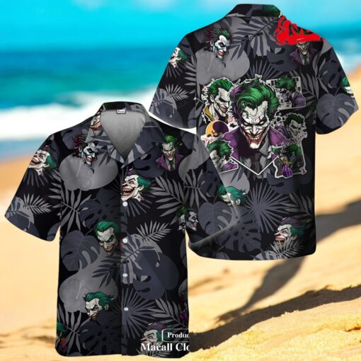 Palm Tree The Joker Smiling Teeth Black Hawaiian Shirt