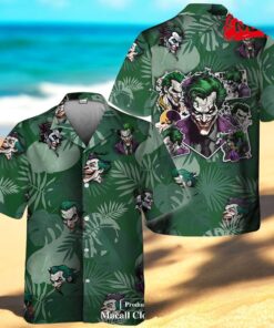 Palm Tree The Joker Smiling Teeth Green Hawaiian Shirt