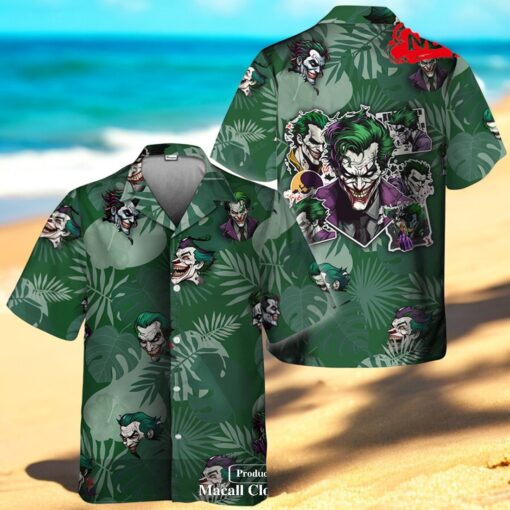 Palm Tree The Joker Smiling Teeth Green Hawaiian Shirt