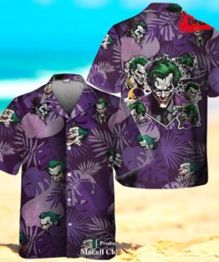 Palm Tree The Joker Smiling Teeth Purple Hawaiian Shirt