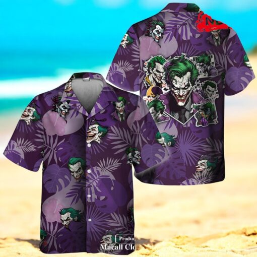 Palm Tree The Joker Smiling Teeth Purple Hawaiian Shirt