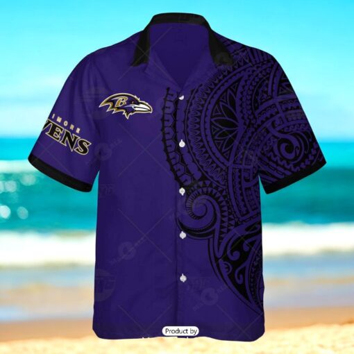 Personalize NFL Baltimore Ravens Polynesian Tattoo Design Hawaiian Shirt