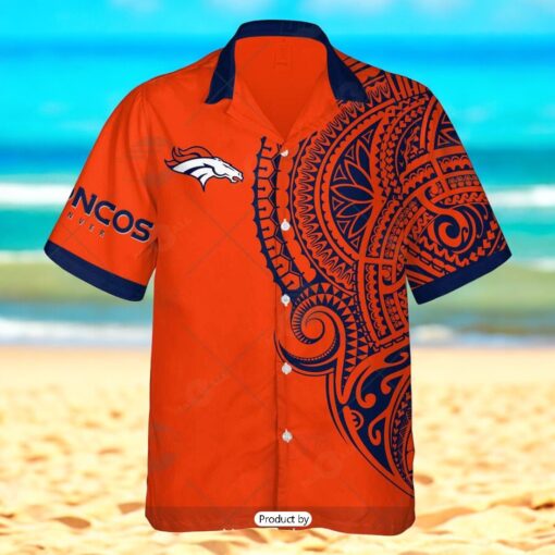 Personalize NFL Denver Broncos Polynesian Tattoo Design Hawaiian Shirt