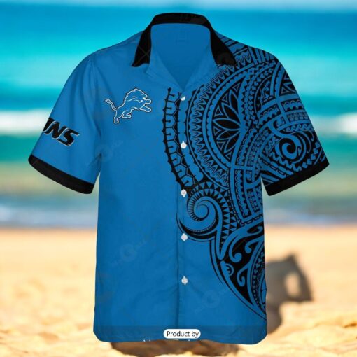 Personalize NFL Detroit Lions Polynesian Tattoo Design Hawaiian Shirt