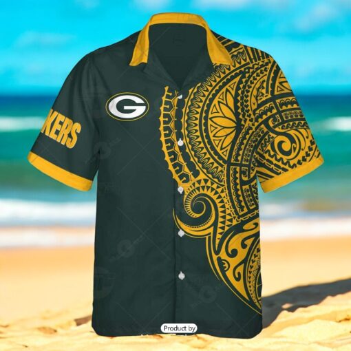 Personalize NFL Green Bay Packers Polynesian Tattoo Design Hawaiian Shirt
