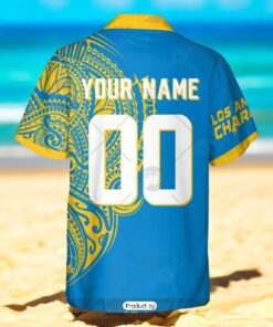Personalize NFL Los Angeles Chargers Polynesian Tattoo Design Hawaiian Shirt
