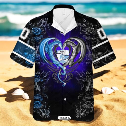 Personalized Aviron Bayonnais Rugby Rose Dragons Design Hawaiian Shirt