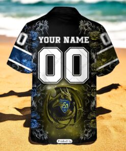 Personalized ASM Clermont Auvergne Rugby Rose Dragons Design Hawaiian Shirt