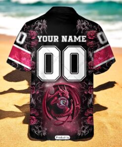 Personalized Bordeaux Begles Rugby Rose Dragons Design Hawaiian Shirt