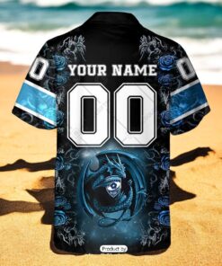 Personalized Montpellier Herault Rugby Rose Dragons Design Hawaiian Shirt