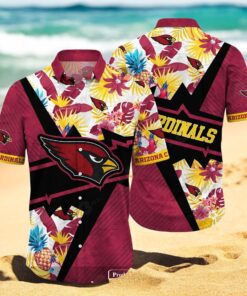 Personalized Name Arizona Cardinals NFL Flower Mix Black For Sports Fans Hawaiian Shirt