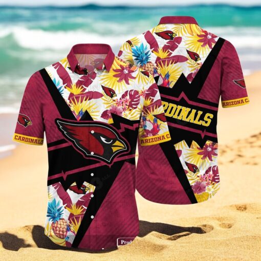 Personalized Name Arizona Cardinals NFL Flower Mix Black For Sports Fans Hawaiian Shirt
